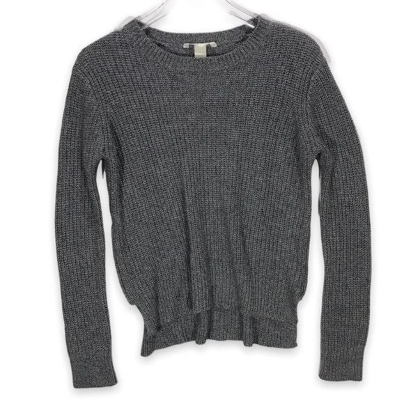 H&M Knit Side Zip Slit Sweater In Grey Size Small - Picture 1 of 8
